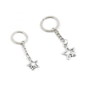 50 Pi&egrave;ces Trousseau Anneaux avec &Eacute;toile FivePointed Charmes pour les Cl&eacute;s de Voiture, Porte-Cl&eacute;s, de l'Artisanat - Neuf