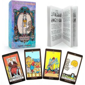 Chenquansarl-Cartes De Tarot Voyance En Fran&ccedil;ais Pour D&eacute;butants Avec Guide, Jeu De Tarot 78 Cartes A Jouer Divinatoires En Fran&ccedil;ais Et Anglais - Neuf