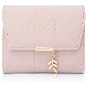 CAUC-Portefeuille Femme en Cuir PU Petit Porte Monnaie Slots de Carte, Porte Feuilles pour Femme Court avec Porte-Monnaie Zipp&eacute; et Portefeuilles Pochette Femme (Rose p&acirc;le-1) - Neuf