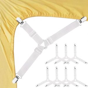 Attaches Pour Draps, Lot De 8 Attaches &Eacute;lastiques Triangulaires R&eacute;glables Avec Pinces Pour Draps, Housses De Matelas Et Coussins De Canap&eacute; - Neuf