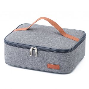 HJLIAN Boite a lunch isotherme en aluminium epais, carree, etanche, 3 couches de protection, sac a lunch portable pour le bureau, gris - Neuf