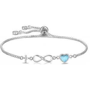 Kalanka-Bracelet Femme Argent 925 Infini Initiales, Bracelet D'amour Femme Réglable Lettres A-Z, Bijoux Femme Cadeaux Noël Femme Anniversaire Fête Des Mères Cadeau Maman - Neuf