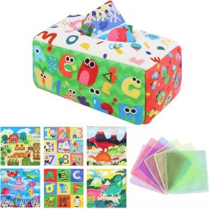 TDRFL-Boîte À Mouchoirs 6 Mois Jouets Sensoriels,Boîte À Mouchoirs Jouets Pour Bébé,Avec Couleurs,Textures,Sons-Nouveaux Jouets Sensoriels Pour 3-12 Mois (S) - Neuf