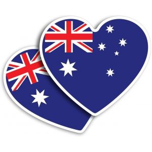 KAL-Lot De 2 Autocollants En Vinyle 10 Cm En Forme De Coeur Drapeau Australien Australie Sydney Perth Art Print Decal Ordinateur Portable Tablette Bagage Voiture Mur R&eacute;frig&eacute;rateur Porte Autocollant #5 - Neuf
