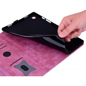 Coque Samsung Galaxy Tab A6 2016 10.1,Pu Cuir Cover Tablette Housse De Protection Samsung Tab A 10.1 2016,Porte-Crayons Portefeuille Tablet Étui Pour Galaxy Tab A6 Sm-T580/Sm-T585,Rose Rouge - Neuf