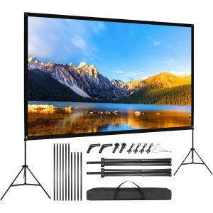 VornixorSarlshop-120"" &Eacute;cran de Projection avec Support, 4K HD 16: 9 Pliable &Eacute;cran Videoprojecteur sur Pied, &Eacute;cran sur tr&eacute;pied avec Sac Portatif pour Cin&eacute;ma Maison Bureau Voyage - Neuf