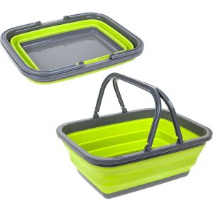 MEVRONISSHOP-Bassin pliable &agrave; lessive multifonction avec poign&eacute;es 9 litres bassin pour &eacute;conomiser de l'espace panier pliable seau &agrave; linge plastique et silicone bassin panier &agrave; l&eacute;gumes pour camping, m - Neuf