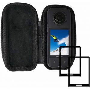 Protection Ecran pour Insta360 One X3 360 Verre Trempé et Housse étui 0,3mm Dureté 9H Screen Protector Anti-Rayure Anti-Trace Anti-Bulle -Lot de 2+1 - Neuf