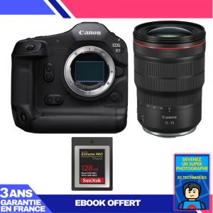 Boitier Canon EOS R1 + RF 15-35mm f/2.8 L IS USM + 1 SanDisk 128GB Extreme PRO CFexpress Type B + Ebook 'Devenez Un Super Photographe - Neuf