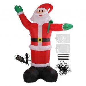 Hjlian Pere Noel Gonflable De 2,4 M En Polyester Avec Sac Cadeau Lumineux Led, Decoration De Noel Pour La Maison Et Le Jardin (Us 100-240 V) - Neuf