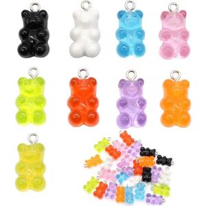 45 Pièces Pendentif Bonbons Ours Ours Bonbons Charme Résine Gommeux Pendentifs Ours En Résine Gommeuse,Pour La Création Diy (9 Couleurs) - Neuf