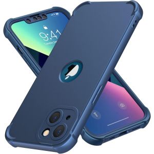 Maa-Coque Pour Iphone 13 Avec 2 Pièces Verre Trempé Protection Écran, 2 En 1 Antichoc Souple Silicone Tpu Arrière Rigide Pc Avant Housse De Protection Pour Iphone 13 Case 6,1 Pouces Bleu - Neuf