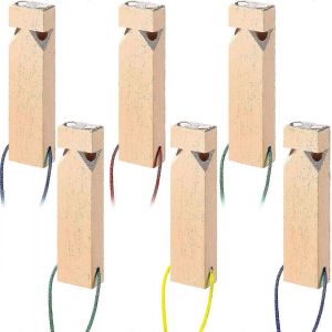 6 pièces en bois massif sifflets de train jeu de rôle amant sifflet en bois jouets lh-1 - Neuf