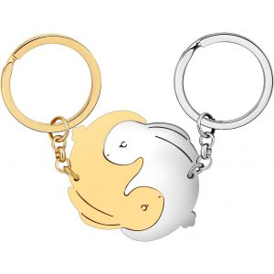 KAL-Porte-Clés Lapin De Saint-Valentin Pour Couple Porte-Clés Lapin En Acier Inoxydable Cadeaux Pour Femme Fille Clé De Voiture Sac À Main - Neuf
