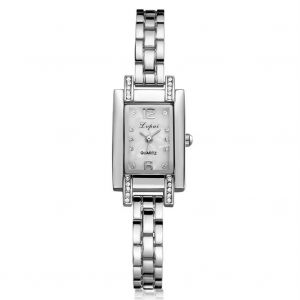 Lvpai Femmes Montre &Agrave; Quartz Alliage Bracelet Fin Analogique Rectangle Montre-Bracelet Bracelet Argent Cadran Blanc - Neuf