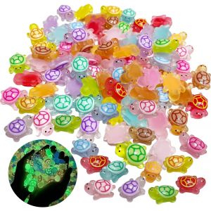 MEVRONISSHOP-Mini Figurine Tortue Lumineuse en R&eacute;sine Jouets Tortue 100 Pi&egrave;ces avec 10 Couleurs Petites Tortues D&eacute;corations pour &Eacute;tuis de T&eacute;l&eacute;phone, Bureaux, D&eacute;corations de Voiture et Lampes de Cheve - Neuf
