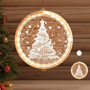 Kal-Lumière De Fenêtre Décorative De Noël,3d Suspendues Blanc Chaud,Décoration Lumineuse De Noël Led A Pile,Decoration Lumineuse Noel Noel,Decoration Fenetre Noel Lumineux Interieur (Arbre De Noël) - Neuf