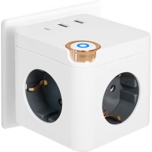 TYE-Multiprise en forme de cube sans fil 6 en 1, multiprise avec 3 prises et interrupteur, 2 ports USB-A et 1 USB-C, adaptateur de prise 16 A 3680 W max - Neuf