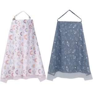 2pcs Couverture D'allaitement Écharpe,Coton Couverture D'allaitement,Respirant Bretelles Réglables Echarpe Allaitement Bebe De Maternité Cape D'allaitement Housses De Siège Auto Pour Bébés.[T120] - Neuf