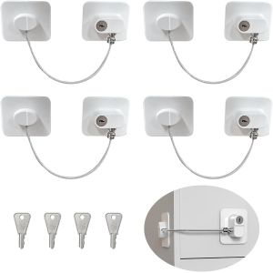 Kalanka-4 Pi&egrave;ces Securite Fenetre Enfant(Blanc)Bloque Fenetre S&eacute;curit&eacute; Enfant Placard Aucun Per&ccedil;age N&eacute;cessaire Bloc Fenetre Securite Enfant Convient Aux R&eacute;frig&eacute;rateurs Portes Armoires Fen&ecirc;tres - Neuf