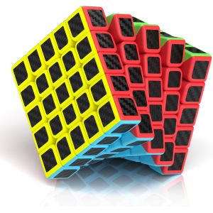 Cube de vitesse 5x5, cube magique 5x5x5, autocollant en fibre de carbone ultra-résistant aux couleurs vives (5x5x5) - Neuf