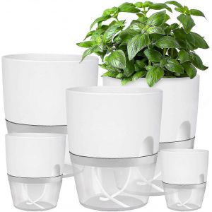 Herb Pot Kitchen Set Rebord De Fenêtre Auto-Arrosage Ensemble De 3 Jardin D'herbes Aromatiques Pour La Cuisine,18.2x 11x 15.3 Cm Blanc - Neuf