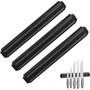 Chenquansarl-Barre Magnétique Pour Couteaux, Lot De 3, 33 Cm De Long, Plastique, Rangement Ustensiles & Outils, Noir - Neuf