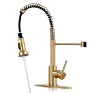 Mut robinet de la Cuisine bross&eacute; or - double -mode 1 ou 3 trous arc &agrave; haute robinet d'&eacute;vier de cuisine - Neuf