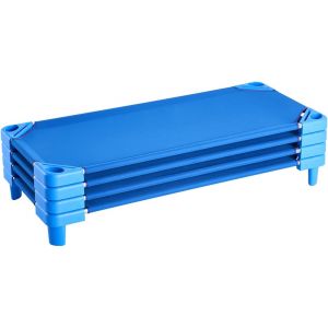 Lit De Sieste Empilable Pour Enfant, 4 Pcs, Lit De Couchage Portable Pour Tout-Petits, 130 X 57 Cm, Lit De Garderie Pour Enfants, Pour Salle De Classe Préscolaire, Pour Dormir, Se Reposer, Bleu - Neuf