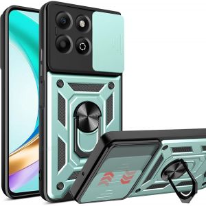 Kal-® Coque Pour Honor X6b 4g Avec Lentille Coulissante Couverture Et Support Rotatif, Anti-Chute Étui Housse Compatible Avec Support De Voiture Magnétique, Vert - Neuf