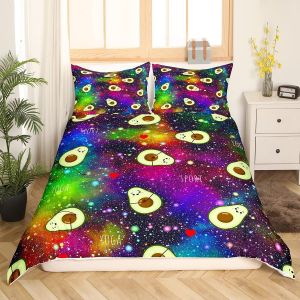 Parure De Lit Pour Enfants Homewish Avec Housse De Couette Kawaii, Motif Chat, Motif Dessin Animé Abstrait, Arc - Neuf