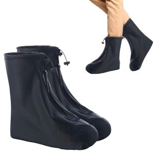 Imperméable À L'eau De Pluie Couvre-Chaussures Imperméables, Couvre-Chaussures Pour Femmes Hommes Réutilisables Non-Glissement Des Couvre-Chaussures De Noir Pour L'extérieur Des Pluies Et De La Neige Jours, Seule La Longueur 30cm - Neuf