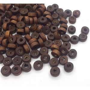 Meimie-Lot De 525 Perles Rondes En Bois De 6 X 3mm -Marron Foncé -Mini Perles D'espacement En Bois Avec Trou Pour Enfiler Les Perles Pour La Fabrication De Bijoux Et Bracelets - Neuf