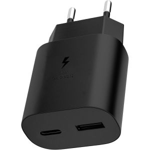 JGD-Chargeur USB C Samsung 25W,2-Port Charge Rapide Prise USB-C et USB-A pour Samsung Galaxy S25 S24 S23 S22 S21 S20 Ultra FE 5G,A56 A55 A54 A36 A35 A05s A04s,Z Flip 7/6 Super Rapide Secteur Adaptate - Neuf