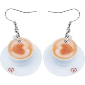 Kal-Boucles D'oreilles Pendantes En Acrylique Pour Femme Et Fille - Motif Tasse À Café - Tour Eiffel - Neuf