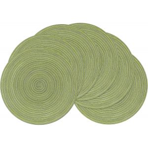 Eryi-Lot De 6 Set De Table Rond Vert Set De Table Coton Tressé Lavable Napperon De Noël Sets De Table Résistantes À La Chaleur, Pour La Fête Du Mariage 38x38cm - Neuf
