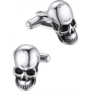 Trahoo-Paire De Boutons De Manchette Viking Nordique Homme Acier Inoxydable,Boutons Manchette Vegvisir/Runes/Loup/Noeud Celtique Croix/Franc Maçonnerie/Tête De Mort(Boîte De Cadeau) - Neuf