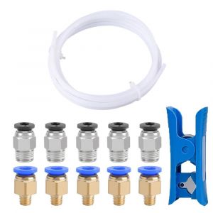 2 Mètres 3D Imprimante PTFE Téflon Tube avec Coupeur,5 Pièces PC4-M6 Pneumatique Connecteur et 5 Pièces PC4-M10 Pneumatique Connecteur - Neuf