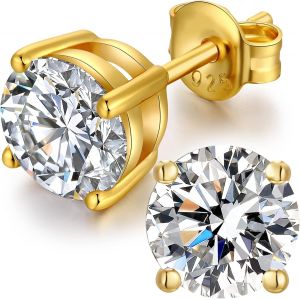 Chenquansarl-Boucles D'oreilles En Or Blanc 18 Carats Pour Femme Et Homme Swarovski Boucles D'oreilles En Argent Sterling 5a Zircon Cubique Boucle D'oreille 3mm - 8mm - Neuf
