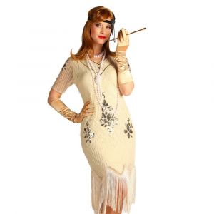 D&eacute;guisement Robe Charleston &Eacute;toile &Eacute;cru Femme - Neuf