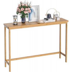 Ulteronixshop-Console Meuble, Table Console Fine en Bambou, Petite Table de Pr&eacute;sentation, Table d&iquest;Entr&eacute;e, Bout de Canap&eacute;, Table d'Appoint, pour Couloir, Entr&eacute;e, Salon,Naturel - Neuf