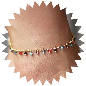 Kal-Bracelets De Cheville Boho En Perles De Cristal Arc-En-Ciel Bracelet De Cheville Avec Pendentif En Perles De Verre Vintage Multicolore Bracelet De Cheville En Perles Colorées Pour Femmes Et - Neuf