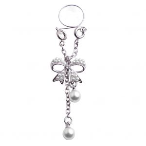 Anneau De Teton Antiallergique En Alliage D'acier Inoxydable Avec Decoration En Forme De Noud Papillon (Blanc) - Neuf