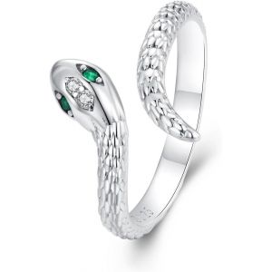 Kahfl-Bague Réglable En Argent Sterling 925 En Forme De Serpent,Bijou Cadeau Pour Femmes Et Filles. - Neuf