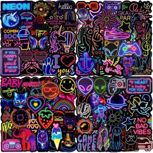 Autocollant 200 Pcs Stickers Neon Cool Beaux, Imperm&eacute;able Vinyle Autocollant Pour Scrapbooking Gourde Valise Cahier Trottinette Classeur Journaling Ordinateur Portable Guitare Macbook Bouteille Etc - Neuf