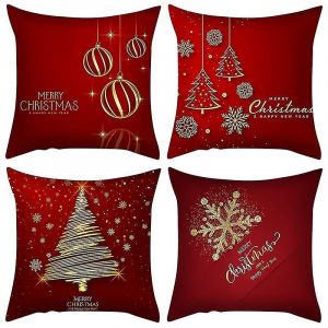 4pcs No&euml;l taies d'Oreiller &agrave; 45*45cm D&eacute;corations de No&euml;l Jeter les taies d'Oreiller - Festive Oreiller Cas - Neuf