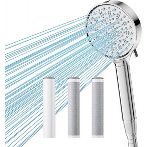 Pommeau de douche pour eau dure avec 1 filtre &agrave; 20 &eacute;tapes et 2 filtres de douche de rechange au charbon 2.0, adoucisseur d`eau, &eacute;limine 99 % du chlore. - Neuf