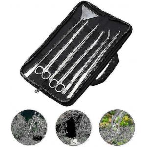 Kit D'outils D'aquarium En Acier Inoxydable 6 En 1 Pince À Épiler Ciseaux Spatule Aquascaping Set Pour Poisson D'aquarium De Haute Qualité - Neuf