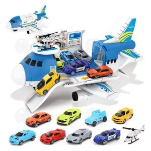 INN Transport a&eacute;rien avec 8 voitures et 1 avion Mod&egrave;le de v&eacute;hicule d'aviation d'avion d&eacute;tachable ensemble de transport pour enfants - Neuf