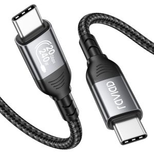 TRAHOO-Cable USB C 1M, USB 3.2 Gen2x2 20Gbps Transfert Donn&eacute;es, 240W C&acirc;ble USB C vers USBC, Transmission Video 8K@60Hz 4K@60Hz pour iPhone 16/15, Galaxy S25/S24/S23, MacBook, Pad, Moniteurs, SSD - Neuf